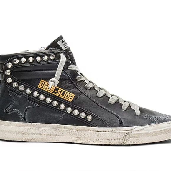 Golden Goose  Slide Sneaker in black leather studs size 37 - Picture 1 of 9